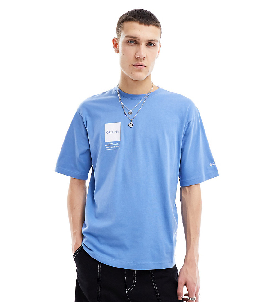 Columbia Barton Springs II oversized t-shirt in light blue Exclusive at ASOS