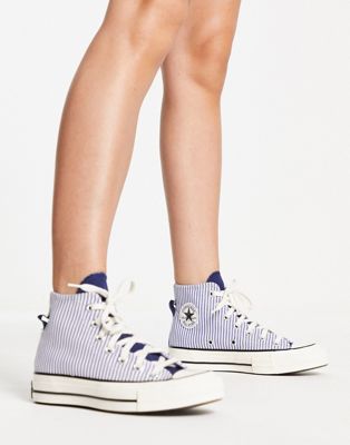 Chuck Taylor 70 Hi stripe trainers in blue and white