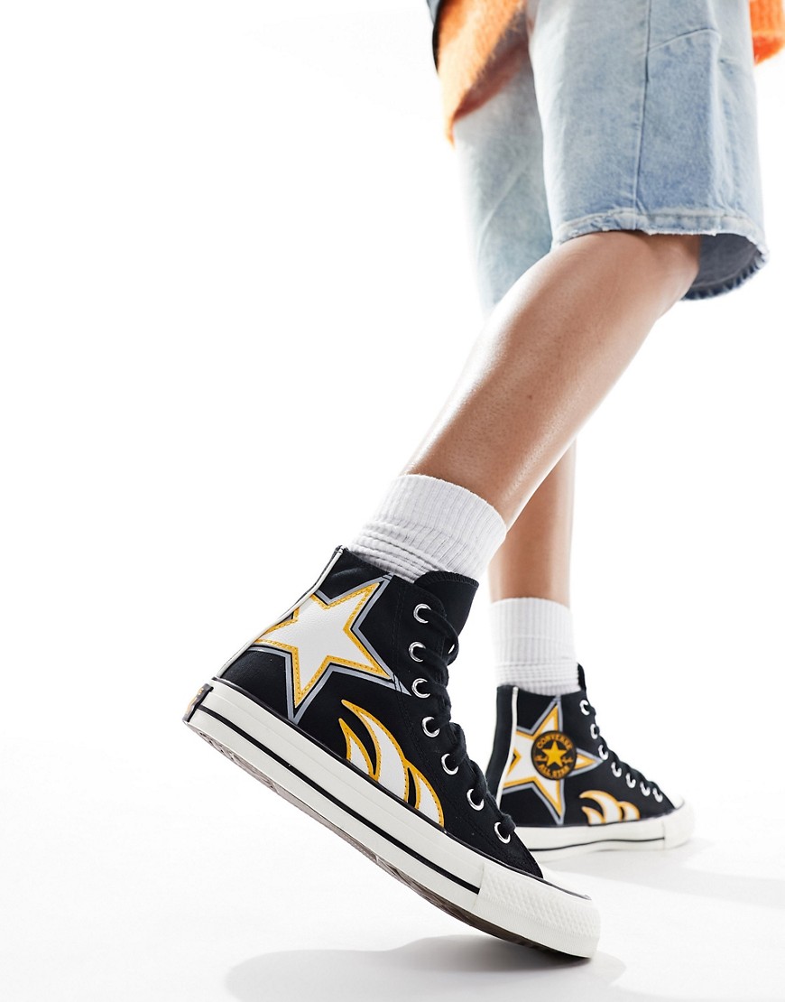 Converse Chuck Taylor All Star Hi racer trainers in black and yellow