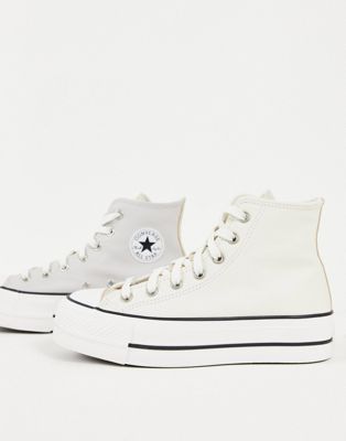 Chuck Taylor Lift Hi platform trainers in off white
