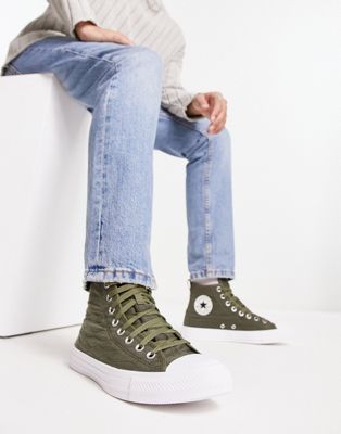 quilted Chuck Taylor All Star Hi trainers in utility green
