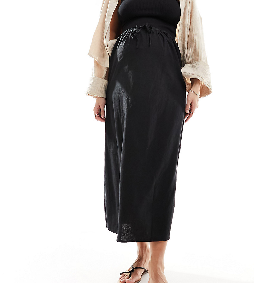 Cotton On Maternity maxi slip skirt in black