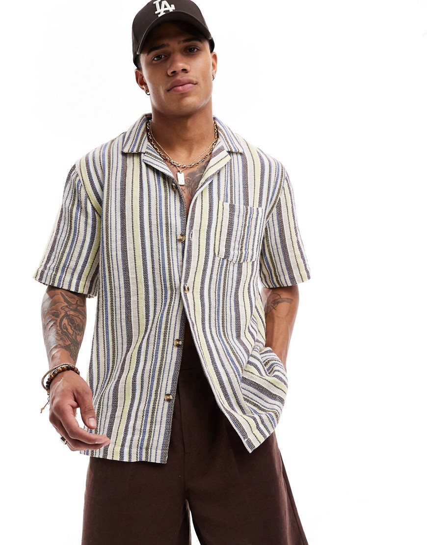 Cotton On relaxed shirt in retro gauze stripe-Multi