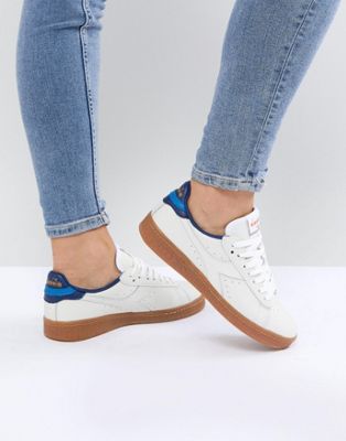 Diadora Game L Low Sneakers In White And Blue