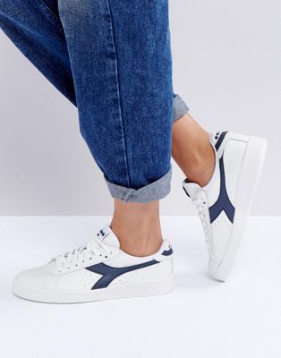Diadora Game Low Sneakers In White And Blue