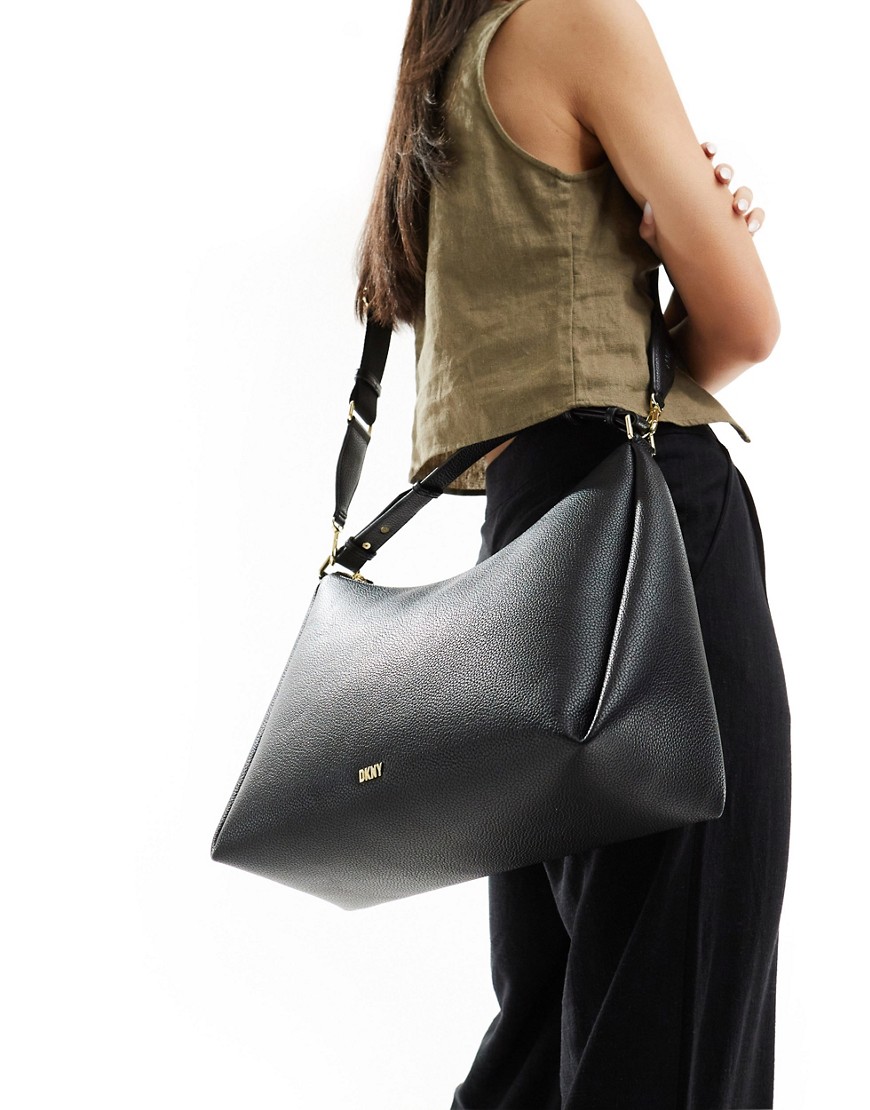 DKNY Hailey shoulder bag with detachable crossbody strap in black