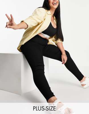 Don't Think Twice Plus Chloe high waisted disco stretch skinny jeans in black - Click1Get2 Black Friday