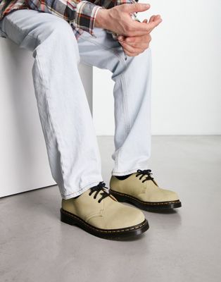 1461 3 eye shoes in pale olive suede