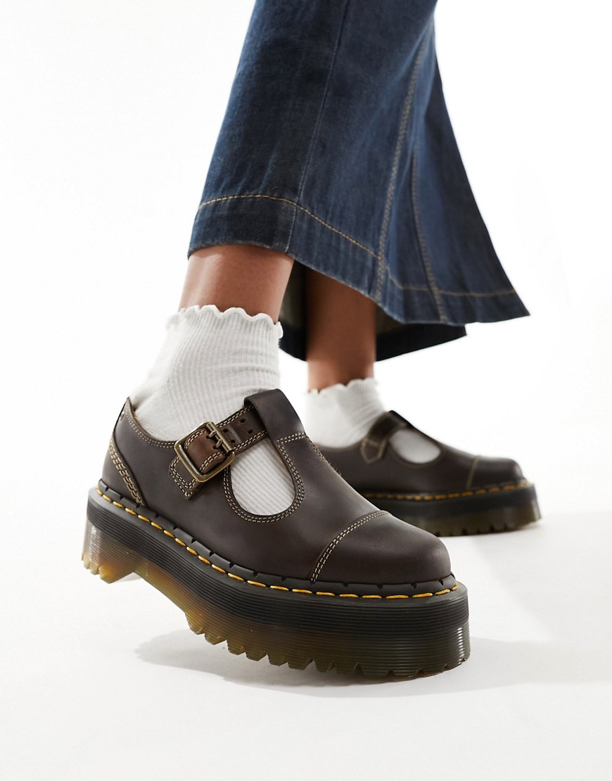 Dr Martens Bethan quad mary jane shoes in brown