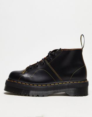 Church quad 5 eye boots in black vintage smooth leather