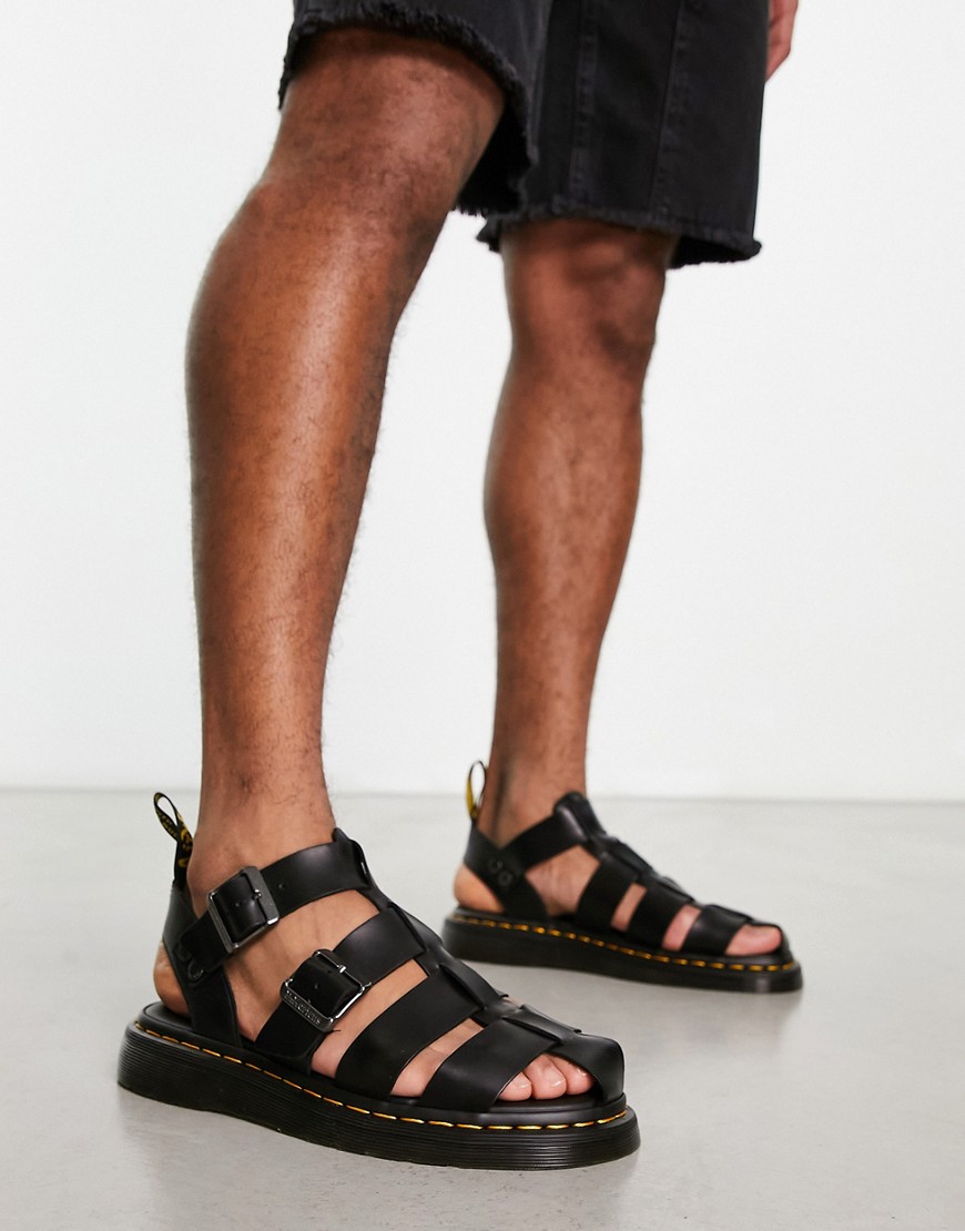 Dr Martens Garin sandals in back brando leather-Black