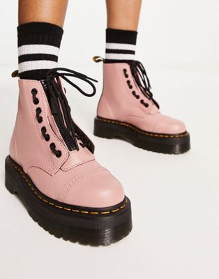 Sinclair flatform boots in peach leather