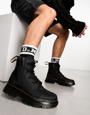 Tarik zip 8 eye boots in black leather