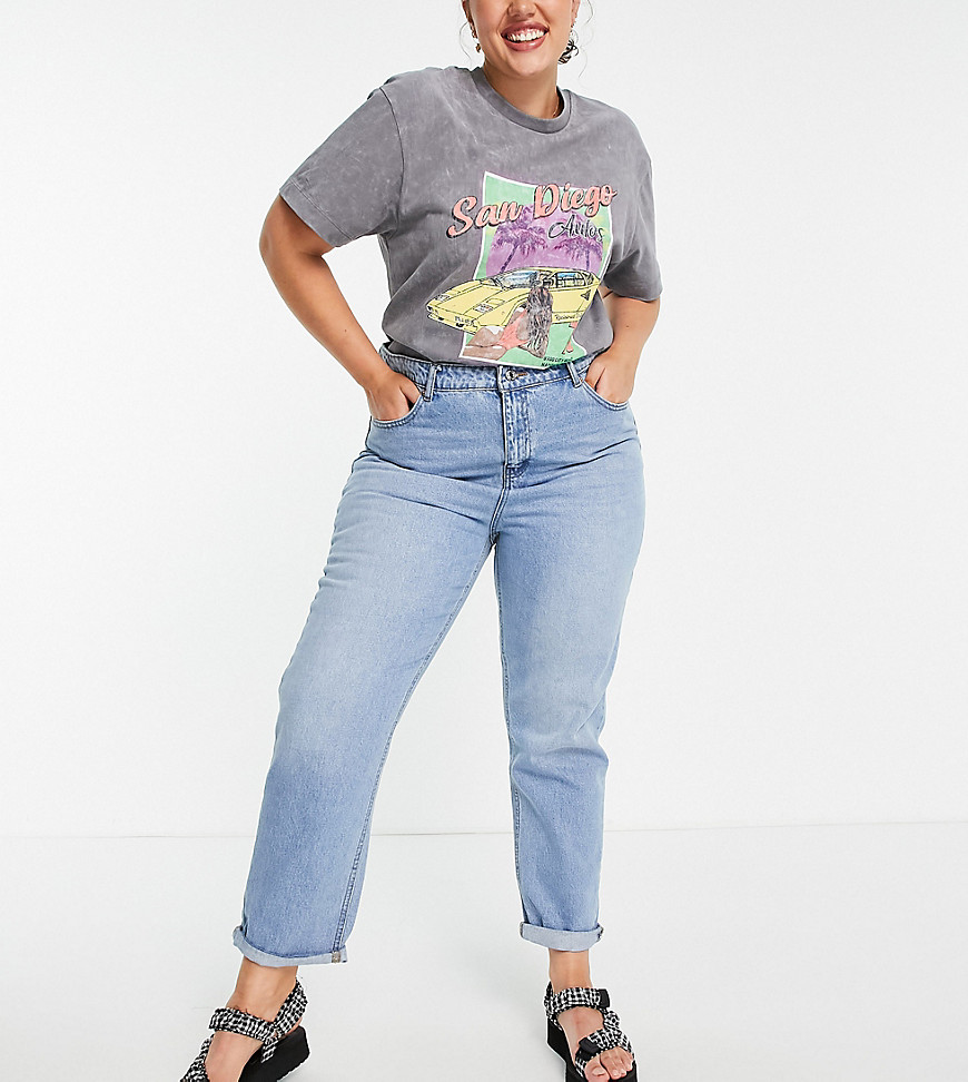 DTT Plus Veron relaxed fit mom jeans in light blue wash
