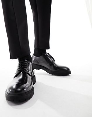 chunky leather brogues in black patent