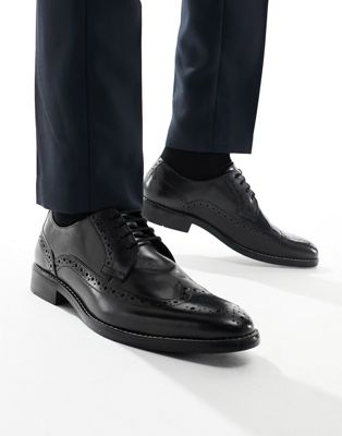 Dune formal leather brogues in black