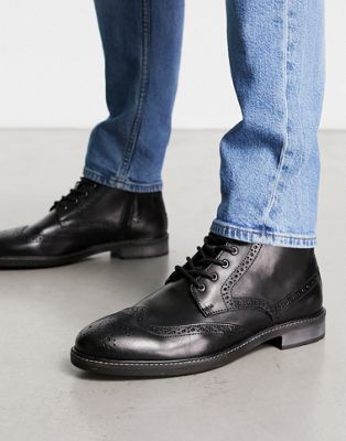 London casual brogue boot in black