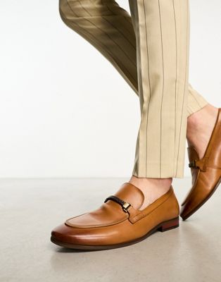 London Sheldon trim loafers in tan leather