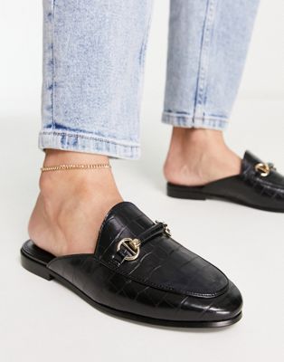 London slip on trim loafers in black