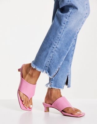 Christy toe thong heeled mules in pink