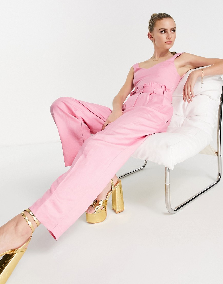 Edited co-ord high waist tailored trousers in candy pink