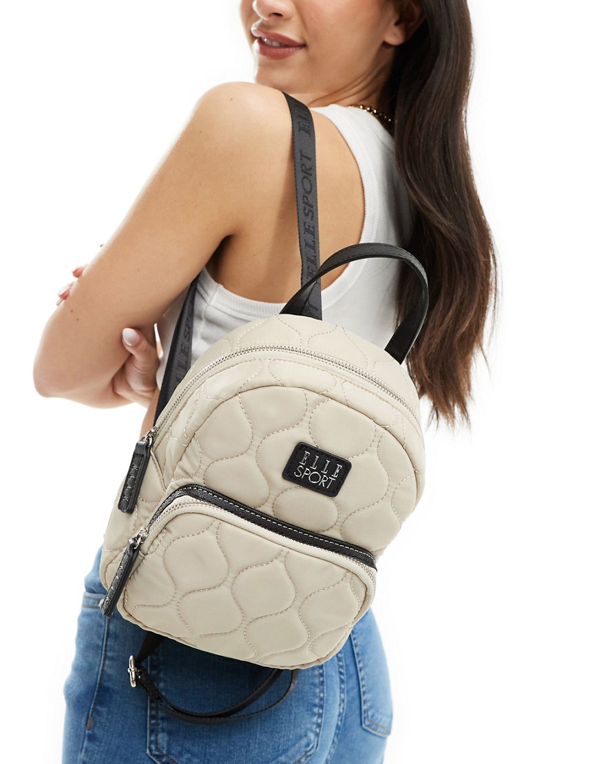 ELLE Sport onion quilted backpack in oatmeal-Neutral