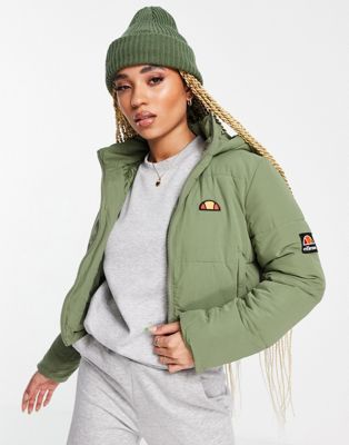 Ellesse cropped puffer jacket in khaki - Click1Get2 Coupon