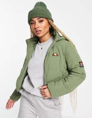 Ellesse cropped puffer jacket in khaki - Click1Get2 Coupon