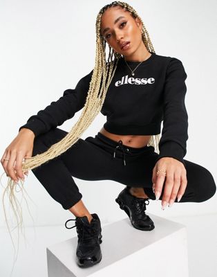 Ellesse cropped sweatshirt & sweatpants set in black - Click1Get2 Promotions