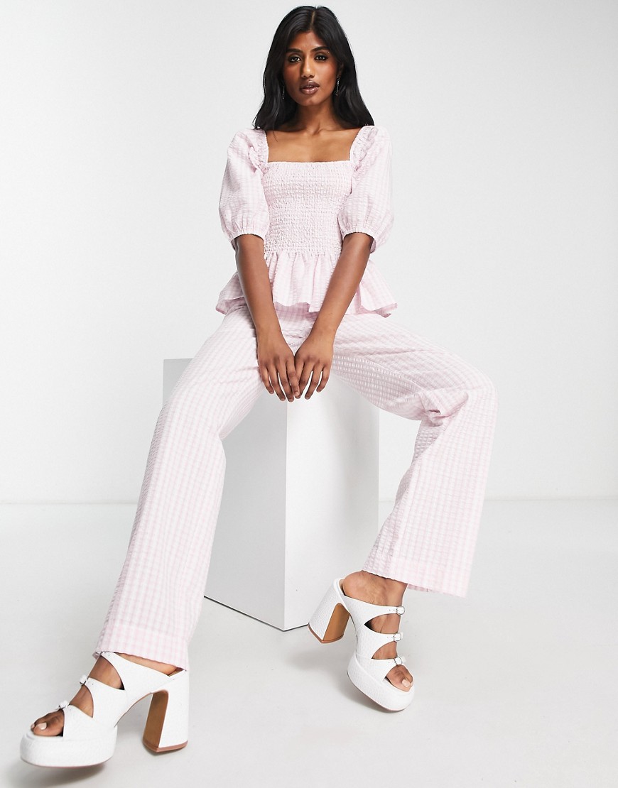 Envii relaxed trousers in pink gingham co-ord