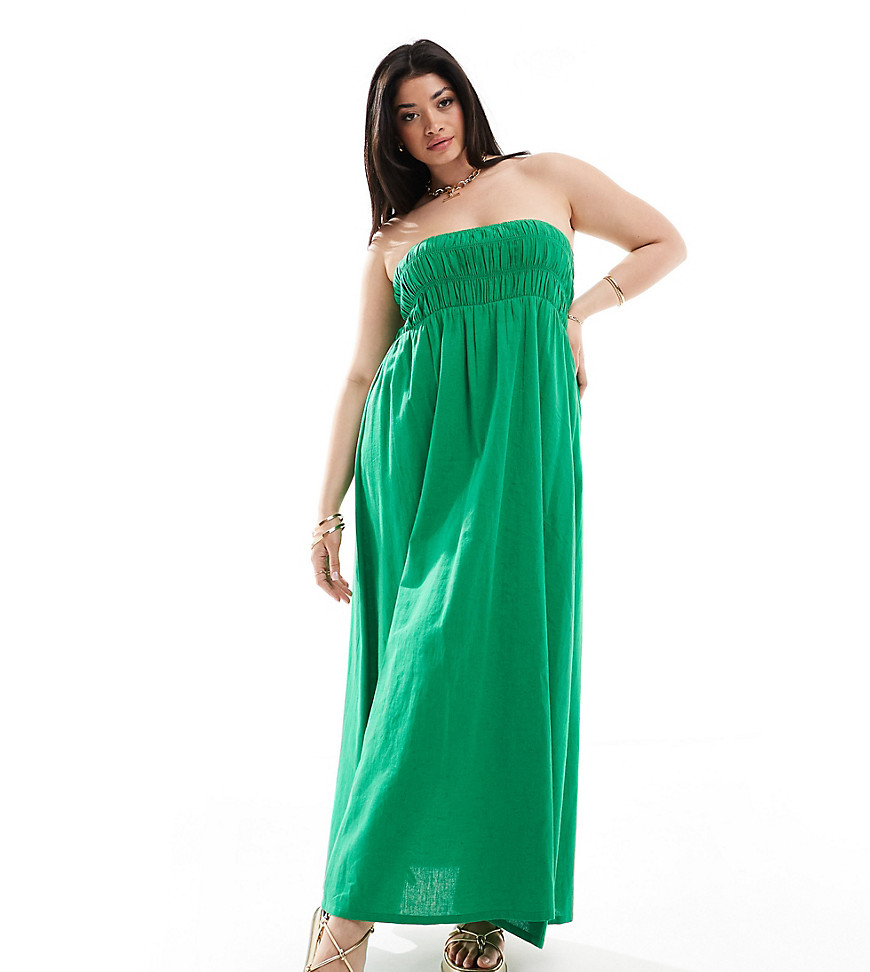 Esmee Curve ruched maxi beach dress in green