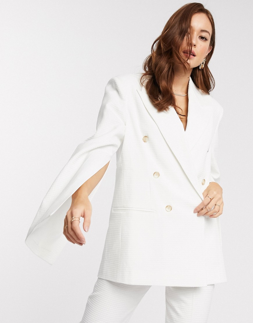 фото Фактурный пиджак с разрезами на рукавах asos design-белый