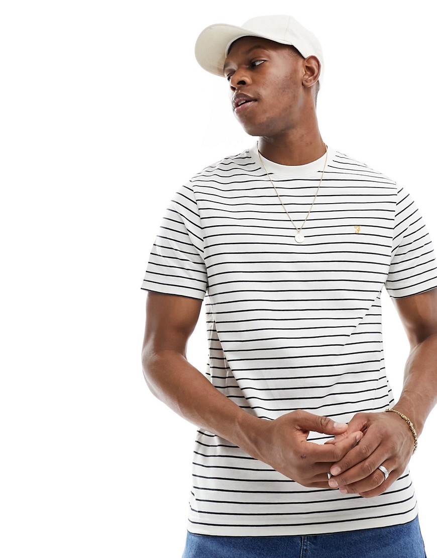 Farah cotton stripe short sleeve t-shirt-White