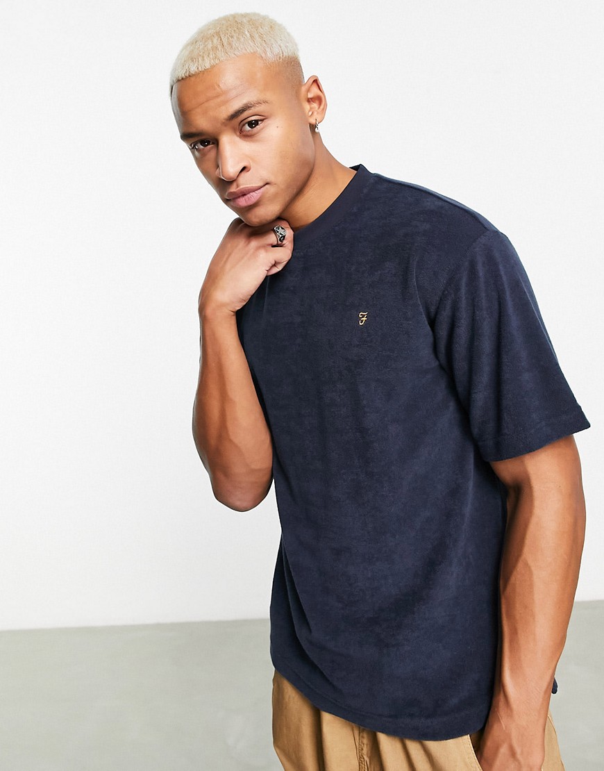 Farah Ronnie oversized terry towelling t-shirt in true navy