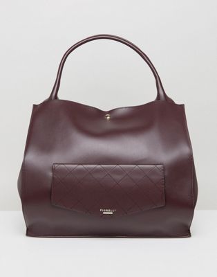 Fiorelli Shoulder Bag With Quilted Pocket in Aubergine