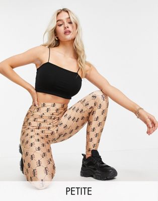 Flounce London Petite gym legging with booty sculpt in logo print - Click1Get2 Black Friday