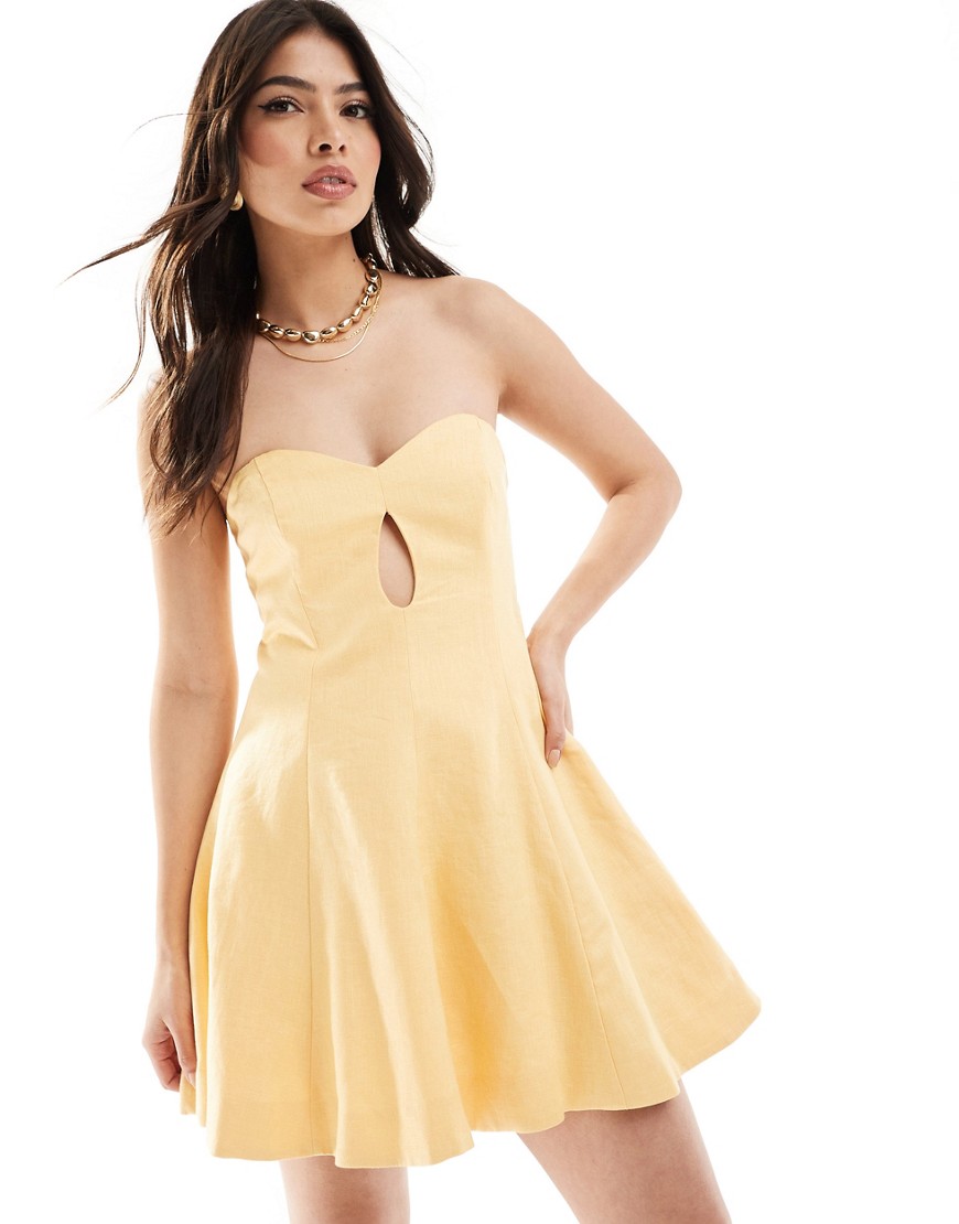 Forever New bandeau mini dress in yellow