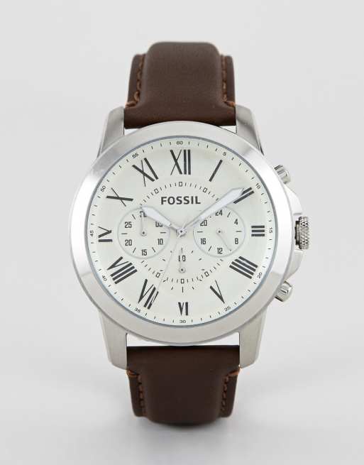 Fossil | Fossil FS4735 Grant Brown Leather Strap Chronograph Watch