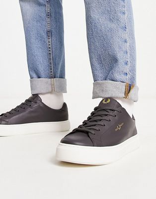 B71 leather trainers in grey