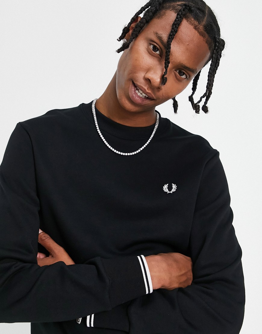 Fred Perry crew neck sweat in black