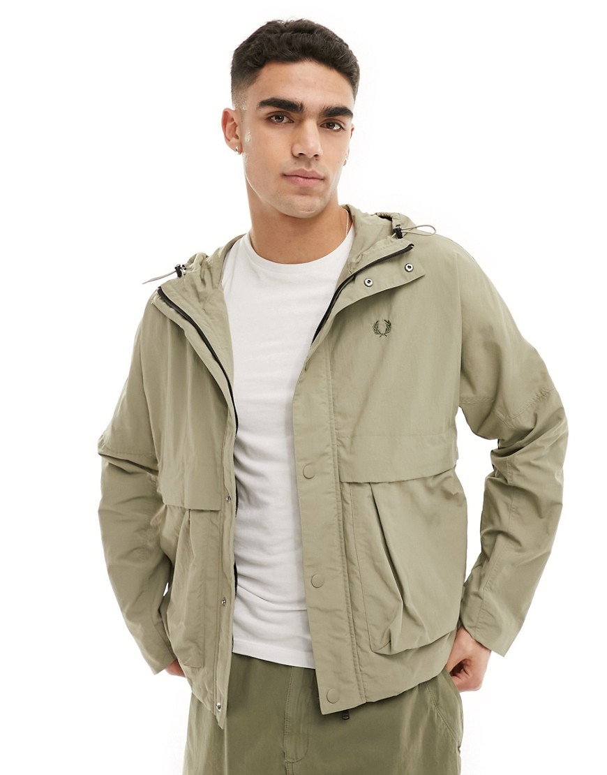 Fred Perry parka with hood in beige-Grey