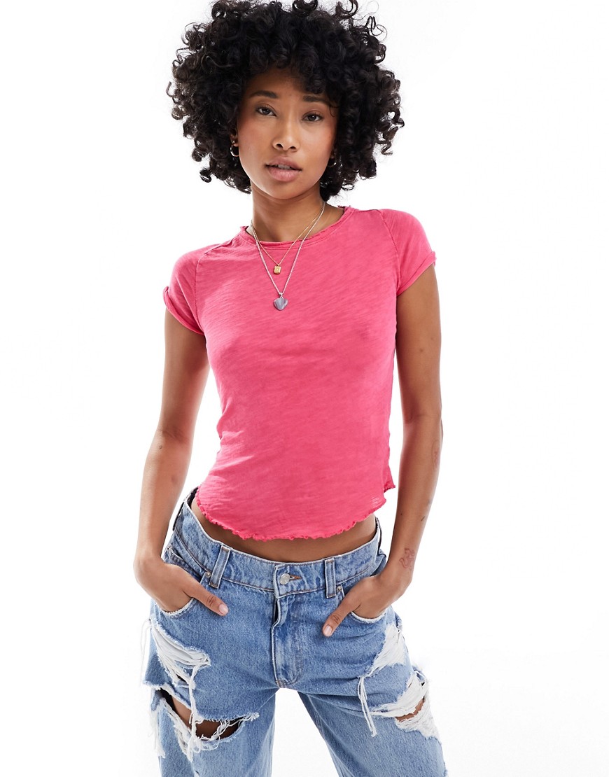 Free People be my baby slim fit t-shirt in strawberry pink