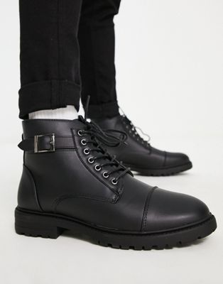 buckle hardware boots in black