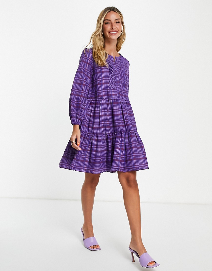 French Connection check mini dress in purple