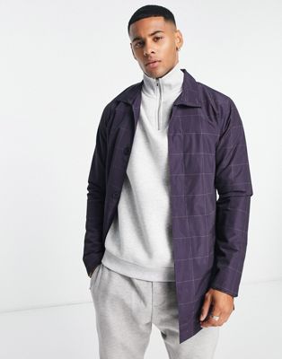 French Connection funnel neck waterproof jacket in navy check - Click1Get2 Offers