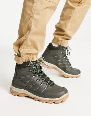 hike boots in khaki