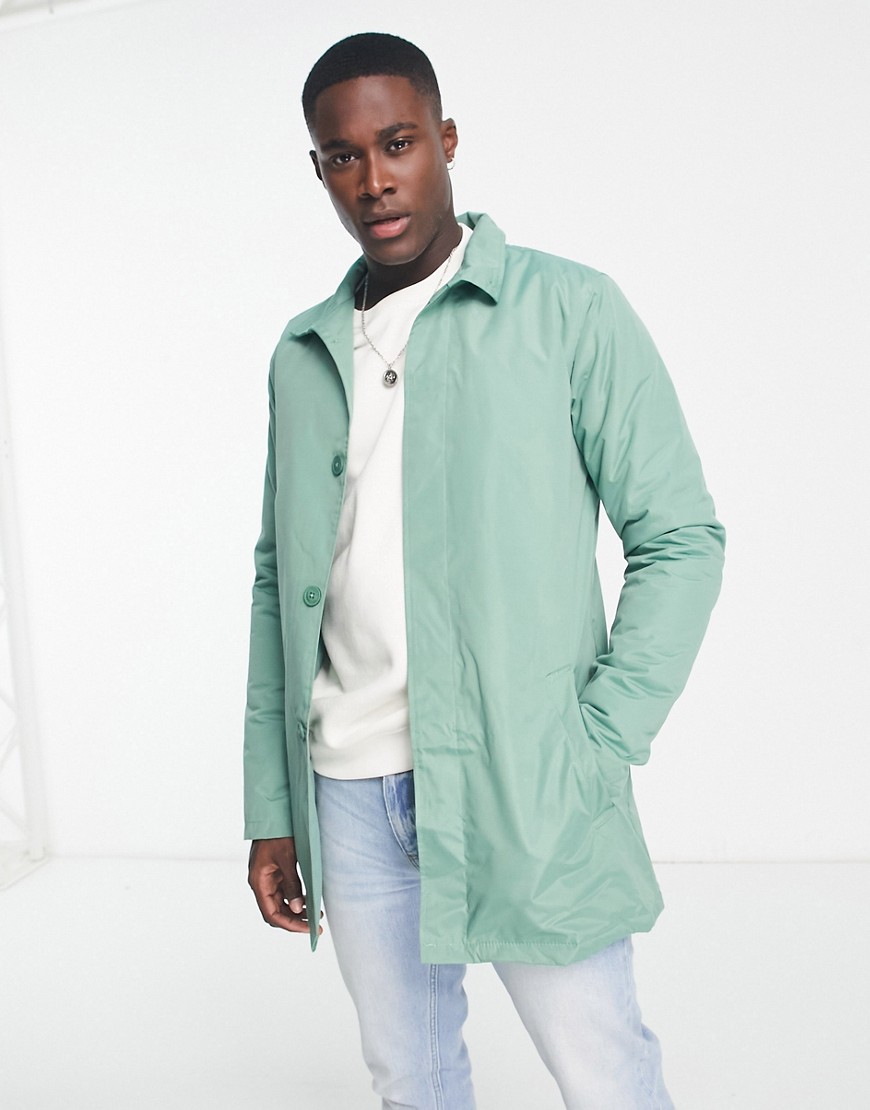 French Connection lined funnel neck mac jacket in green