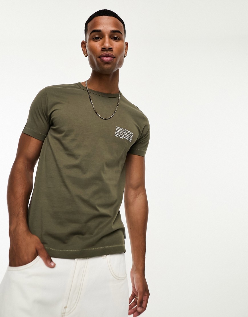 French Connection logo print t-shirt in khaki-Green