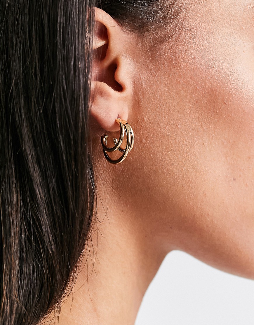 French Connection mini hoop earrings in gold