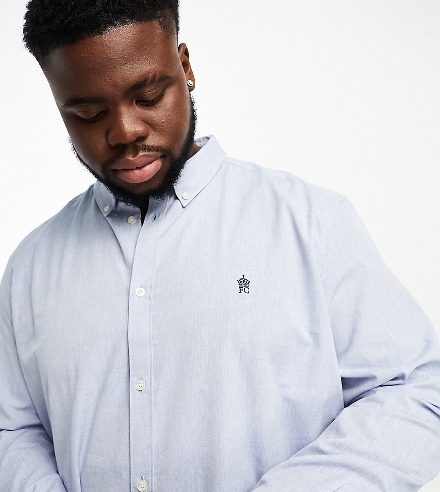French Connection Plus long sleeve oxford shirt in sky blue